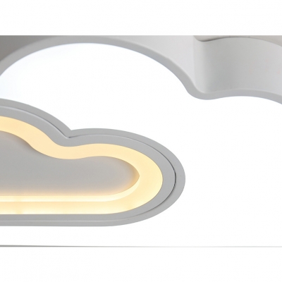 Acrylic Cloud LED Flushmount Light Kids Stepless Dimming/Warm/White Lighting Ceiling Fixture for Baby Room