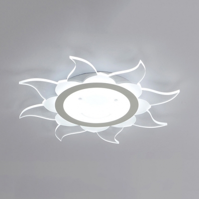 Acrylic Sun LED Ceiling Lamp Kid Bedroom Cartoon Flush Mount Light in Warm/White