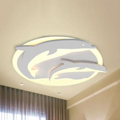 Animal Dolphin Ceiling Mount Light Acrylic LED Ceiling Lamp in Warm/White for Kindergarten