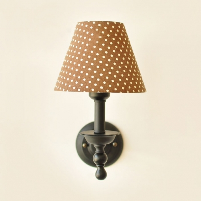 Antique Style Dottie Wall Light 1 Light Fabric Sconce Light in Blue/Coffee/Red for Hallway