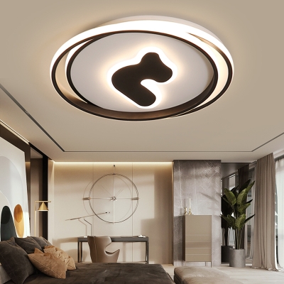 Black Slim Panel Flush Light Contemporary Acrylic LED Ceiling Lamp in Warm/White for Child Bedroom