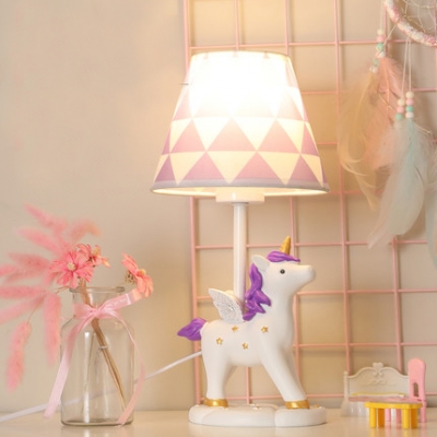 Cartoon Unicorn LED Desk Light 1 Light Resin Reading Lamp with Plug In Cord for Girl Bedroom