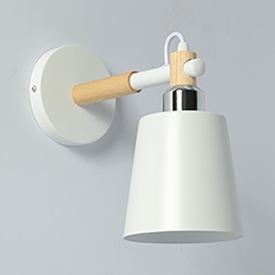 Contemporary Pail Wall Light 1 Light Metal Sconce Light in White/Black for Dining Room Bar