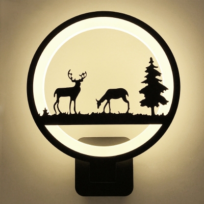Creative Plant & Animal Wall Light Metal Black LED Sconce Light in Warm for Adult Kid Bedroom