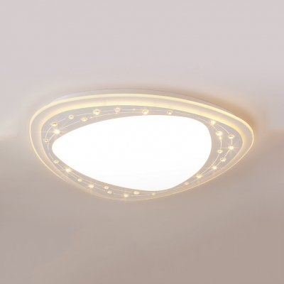 Crystal Bead Egg Ceiling Mount Light Simple Style LED Flush Light in Warm/White for Study Room