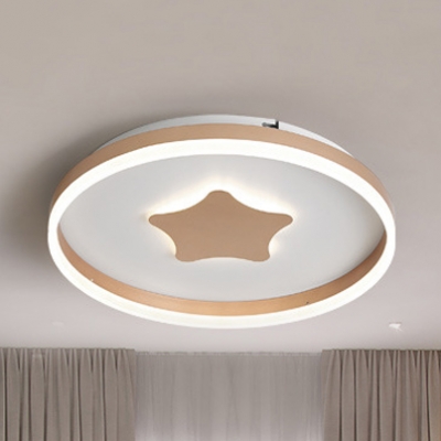 Cute Champagne/White Ceiling Fixture with Star Third Gear/Warm/White LED Ceiling Mount Light for Nursing Room