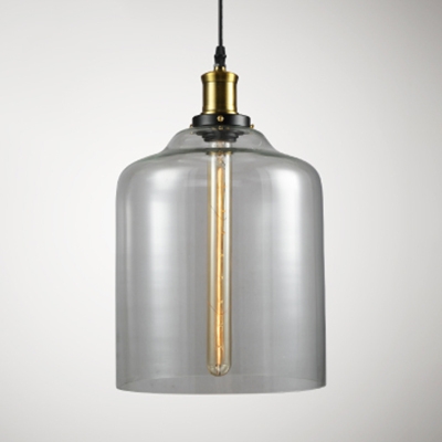 Cylinder/Globe Ceiling Pendant 1 Light Industrial Clear Glass Hanging Light for Dining Room