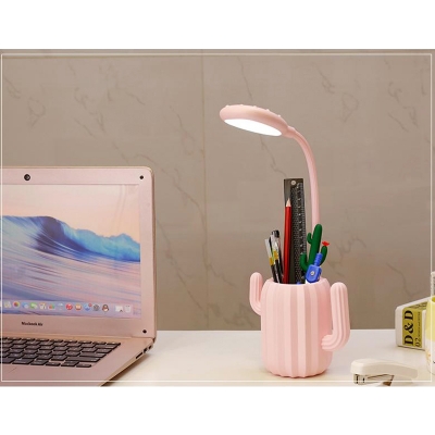 Flexible Neck Cactus Desk Light Dormitory 1 Head Lovely Switch Control LED Study Light in Blue/Green/Pink