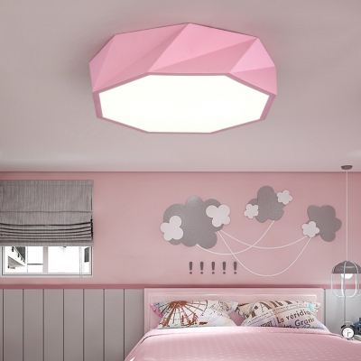 Foyer Octagon LED Flush Mount Light Acrylic Macaron Loft Candy Colored Ceiling Fixture in Warm