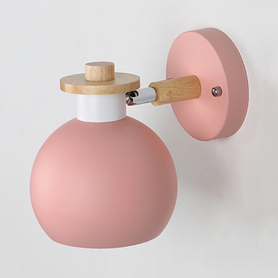 Globe Bedroom Foyer Sconce Light Metal 1 Light Simple Style Light Fixture in Macaron Yellow/Blue/Green/Pink