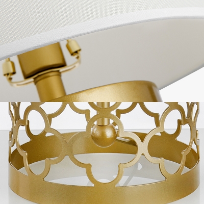Hollow Floral Bedroom Desk Light Wrought Iron 1 Light Elegant Style Night Light in Brass