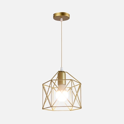 Industrial Gold Pendant Light Metal 1 Light Globe/Hexagon/Square/Star Hanging Lamp for Display Window