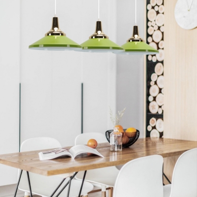 Kitchen Saucer Shade Pendant Lamp Metal 1 Light Nordic Style Macaron Colored Hanging Lamp