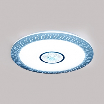 Modern Round Ceiling Light Acrylic Blue/Pink/Yellow Flush Light in Warm for Adult Child Bedroom