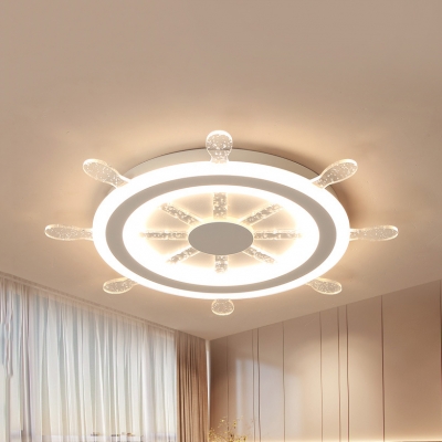 Nautical Style Rudder Ceiling Light Acrylic LED Flush Mount Light in Warm White/White for Teen