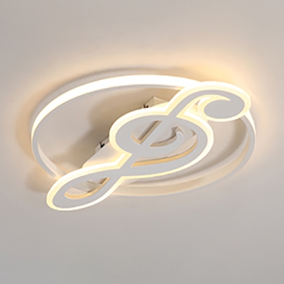 Nordic Style Note Ceiling Mount Light Acrylic Blue/Pink/White LED Ceiling Lamp in Warm/White for Kindergarten