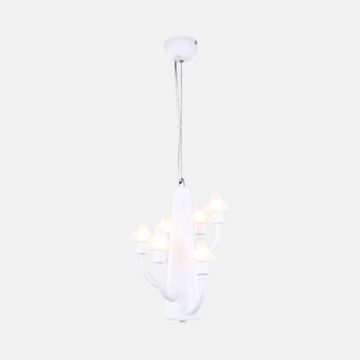 Nursing Room Mushroom Chandelier Metal 6/9 Lights Simple Style White Pendant Light