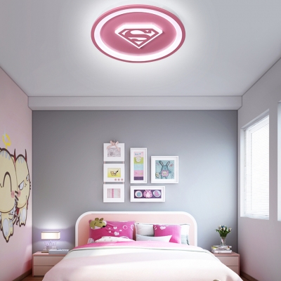 Pink Cartoon Pattern Ceiling Mount Light Cute Acrylic LED Ceiling Lamp in Warm/White for Kid Bedroom