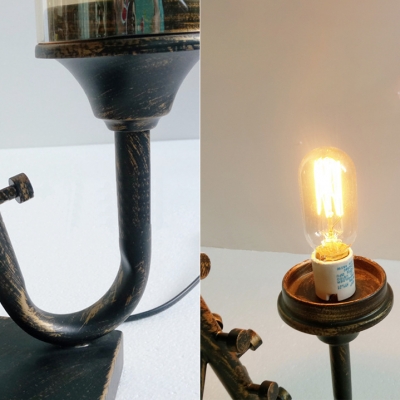 Pipe Study Room Desk Light Clear Glass Shade 1 Light Creative Reading Light in Bronze