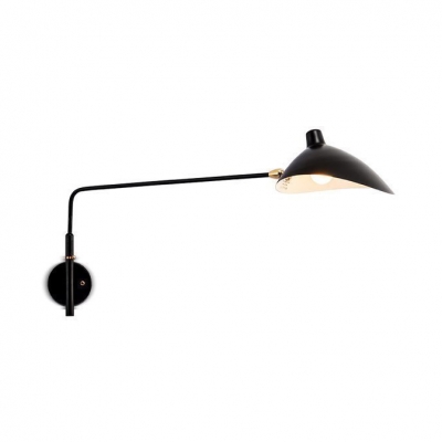 Rotatable Modern Black/White Wall Sconce Single Light Metal Wall Light with Long Arm for Bedroom