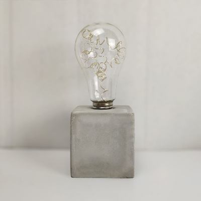 Study Room Bare Bulb Desk Light Cement 1 Light Retro Loft Gray Table Light with Cylinder/Square/Polygon Body