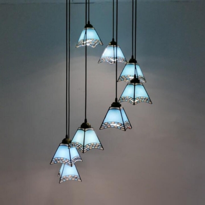 Tiffany Stylish Pendant Light Craftsman 5/8 Lights Stained Glass Suspension Light for Restaurant