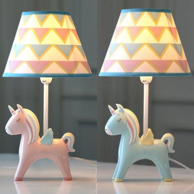 Unicorn Child Bedroom Desk Light Dimmable Resin 1 Light Cartoon LED Reading Light in Blue/Pink