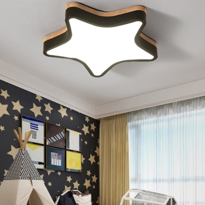 Warm/White Lighting Star Ceiling Mount Light Modern Acrylic Flush Light in Black/White for Child Bedroom