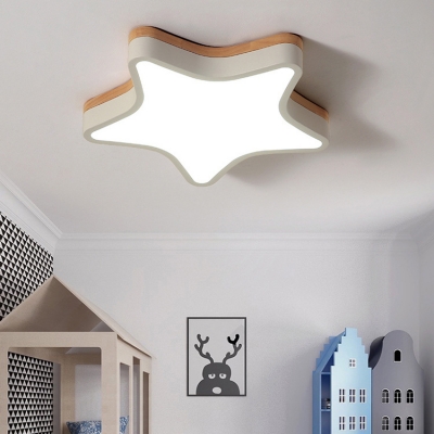 Warm/White Lighting Star Ceiling Mount Light Modern Acrylic Flush Light in Black/White for Child Bedroom