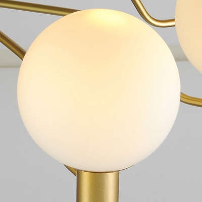 White Globe Shade Chandelier 3/6/8 Lights Simple Style Frosted Glass & Metal Suspension Light for Hallway