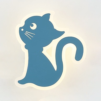 1/2 Pack Cat Wall Light Lovely Metal Wall Sconce in Macaron Yellow/Pink/Blue for Child Bedroom