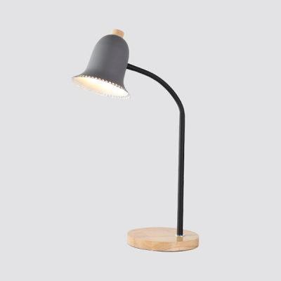 1 Light Bell Shade Desk Lamp Modern Style Metal LED Study Light in Gray/Green/White/Yellow for Bedroom
