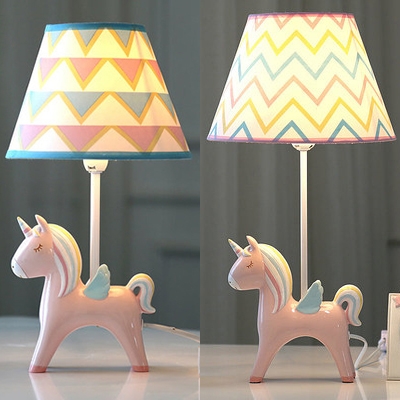 1 Light Unicorn Desk Light Cartoon Resin Dimmable Study Light in Pink for Girl Bedroom