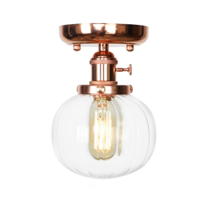 1 Light Edison Bulb Flush Mount Light Industrial Clear Glass Ceiling Lamp in Copper for Bathroom