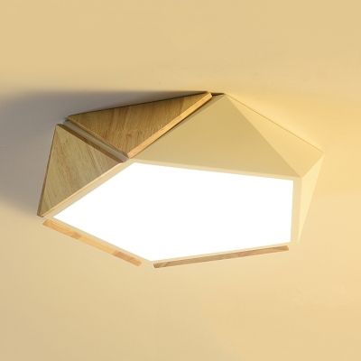 Warm/White Lighting LED Flush Mount Light Macaron Loft Wood Ceiling Lamp in Black/White for Adult Bedroom