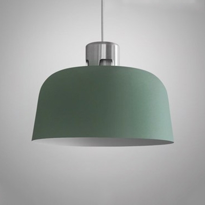 Nordic Blue/Green/Pink Pendant Light Dome Shade One Light Iron Hanging Light for Cafe Bar
