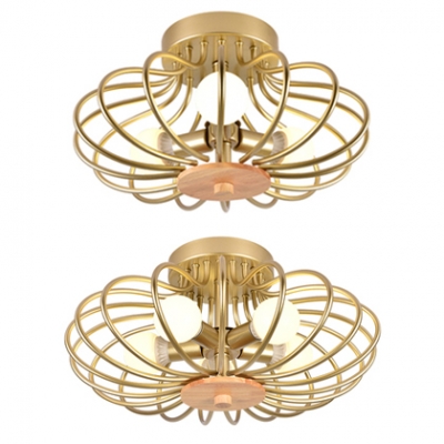 Contemporary Gold LED Flush Mount Light Oval Cage 3/5 Lights Metal Ceiling Lamp for Balcony Corridor