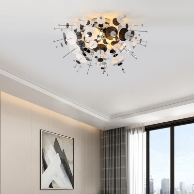 Metal Sputnik Shape Flush Mount Light 12 Lights Creative Ceiling Fixture in Black/Gold for Cafe