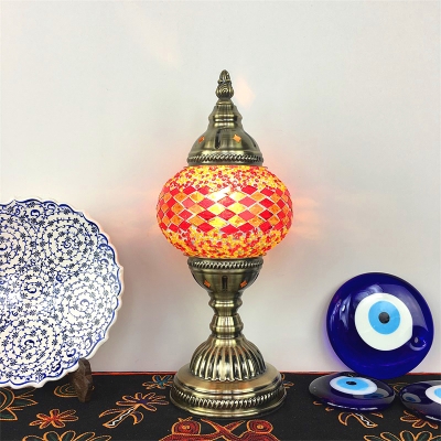 6 Designs Optional Trophy Desk Lamp 1 Light Moroccan Mosaic Stained Glass Table Light for Study Room