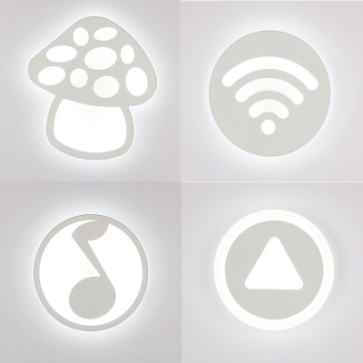 Acrylic Cartoon Pattern Sconce Wall Light Girl Boy Bedroom Lovely LED Wall Lamp in White