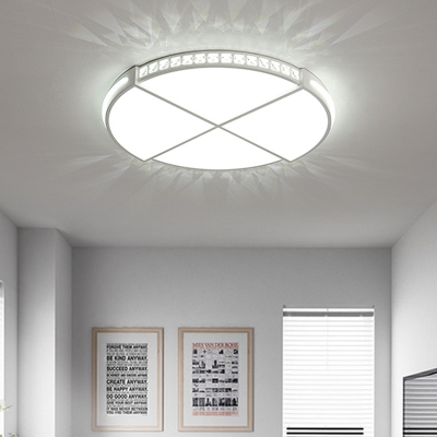 Acrylic Circle LED Ceiling Mount Light Living Room Modern Flush Light with Crystal in Warm/White