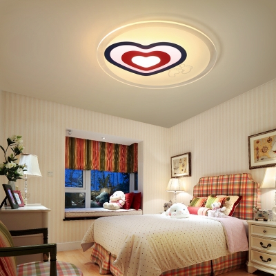 Acrylic Heart & Feet Flush Mount Light Girls Bedroom Kids Ceiling Lamp with Warm/White Lighting