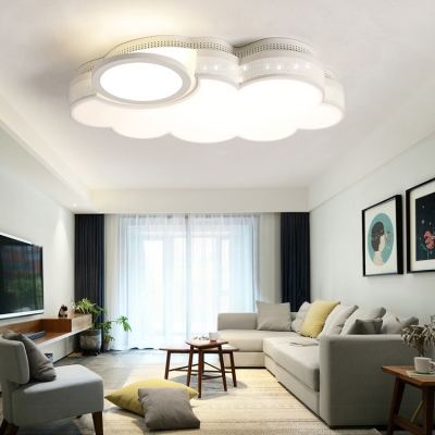 Acrylic Hollow Cloud Ceiling Light Bedroom Contemporary LED Flush Mount Light in Warm/White