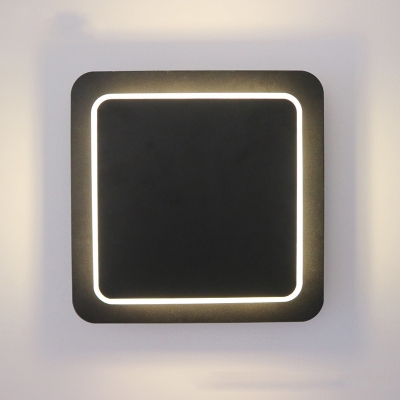 Acrylic Square LED Wall Light Bedroom Hallway Simple Style Black/White Sconce Lamp in Warm
