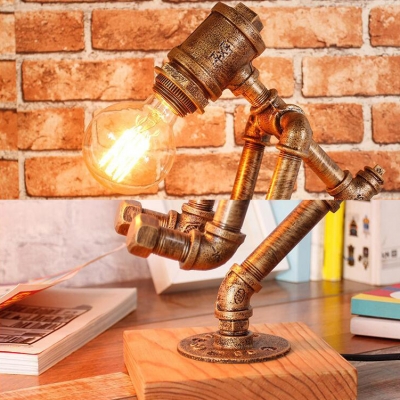 Antique Style Robot Desk Light Metal 1 Light Bronze Reading Light for Cafe Restaurant