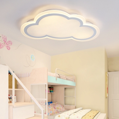 Baby Bedroom Cloud Ceiling Mount Light Acrylic Simple Style LED Flush Light in Warm/White