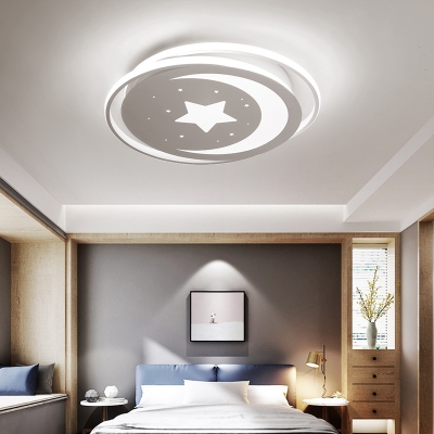 Bedroom Star Moon Ceiling Light Metal Creative Warm/White Lighting/Third Gear LED Flushmount Light
