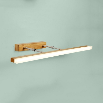 Beige Linear Extendable Wall Light 16/23.5/31.5 Inch Modern Wood LED Sconce Light in Warm for Bedroom