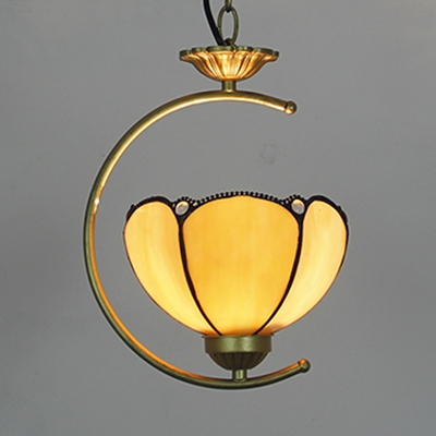Blue/Clear/Yellow Glass Pendant Light Stair 1 Light Vintage Style Bowl Shade Hanging Light