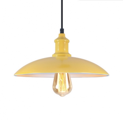Blue/Gray/Yellow Dome Hanging Light 1 Light Industrial Edison Bulb Suspension Light for Workshop
